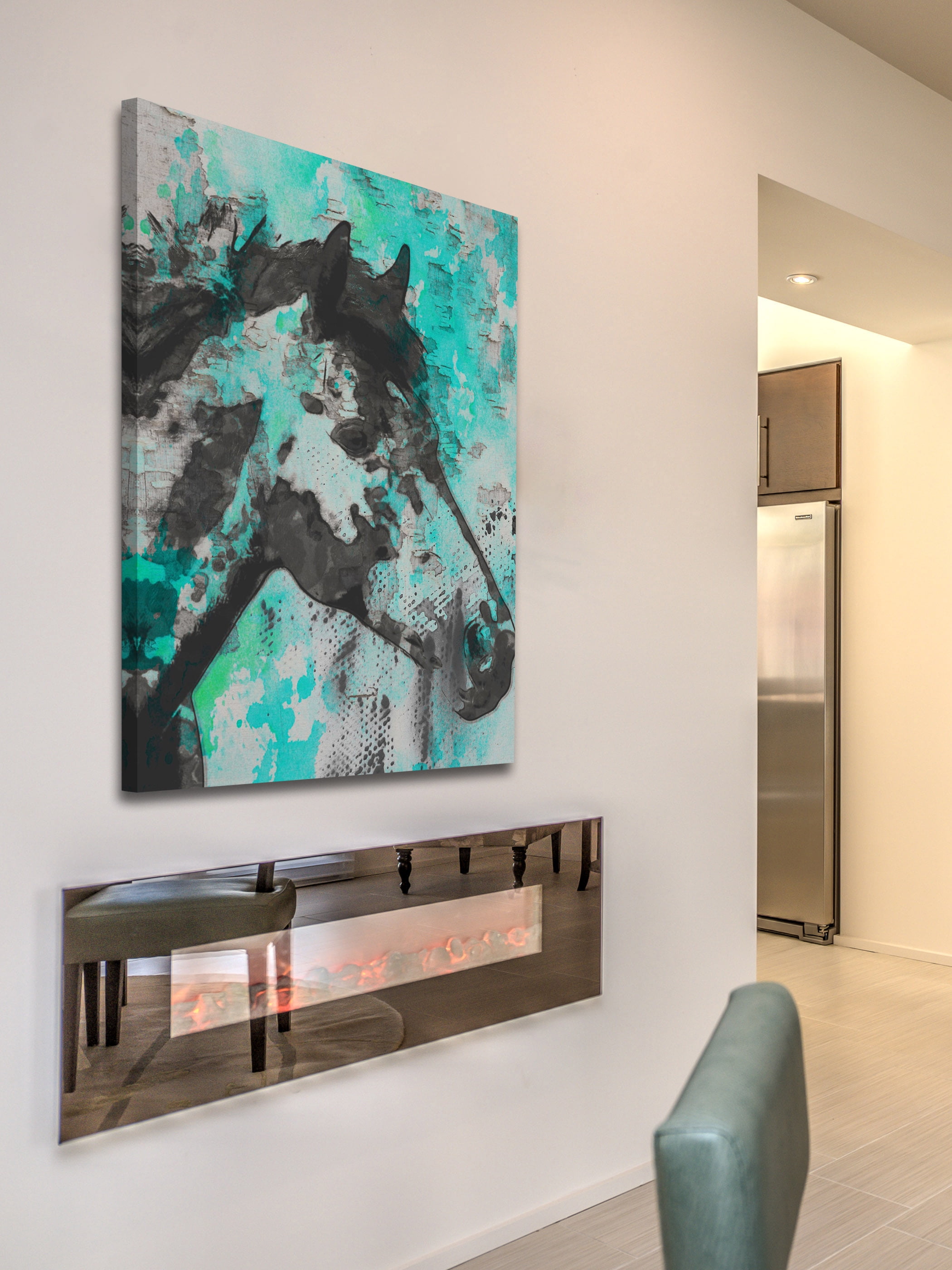"Star Bright Aqua" Painting Print on Wrapped Canvas