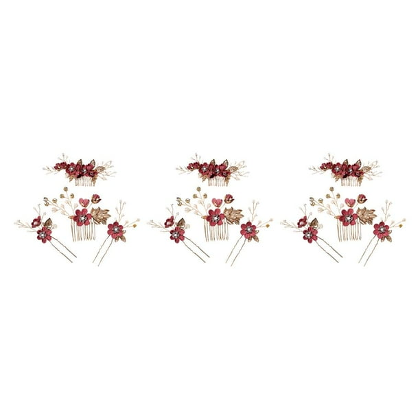 Sonducket 4 piezas de peinetas de flores para boda, conjunto de tocados de decoración, tocado elegante elegante para niñas, hermoso tocado de Type1 NO1