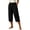 Black, variant on Drovellove Women's Plus Size High Waisted Wide-Leg Pants with Pockets - Cropped Casual Cotton Blend Trousers for Beach Vacation or Spring Outings