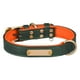 thumbnail image 4 of Collar para perro personalizado, etiqueta de identificación grabada, ajustable, de cuero sintético, con placa de identificación grabable, collar con e Verde M, 4 of 9