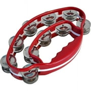 Directly Cheap Ergonomic-Grip Double-Ring Butterfly-Shape Tambourine, 20 Jingles, Red