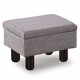 thumbnail image 2 of Foot Stool Ottomans Linen Footrest Storage Ottoman Step Stool Seat with Solid Wood Legs Modern Accent Stools for Couch Living Room Dark Grey, 2 of 7