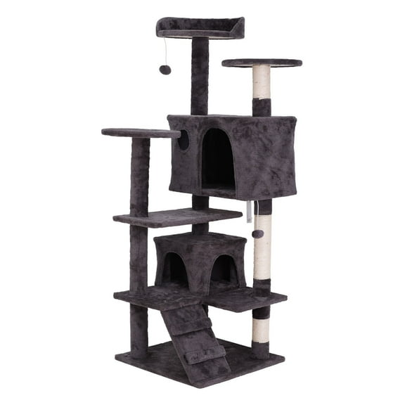 SKTPI Four Layer Big Cat Tree with Huge Cat Condo and Two Hammocks Scratch Pad
