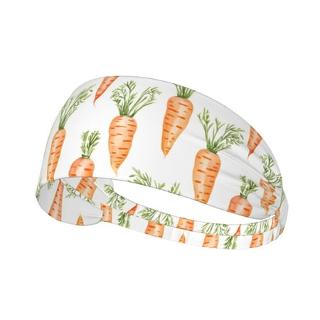 leaf Carrot Pattern white Headbands for Women Men Workout Elastic Sweat Band for Yoga Running Cycling Gym Exercise Non Slip Head Bands for Women s Hair