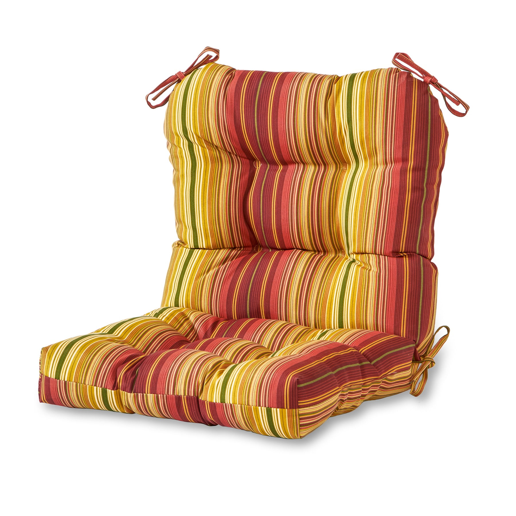 Kensington Garden 21 x21 Multi Striped Outdoor Seat and Back Chair Cushion Kinnabari Patio Furniture Comfort BrickSeek
