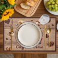 thumbnail image 4 of Farmhouse Coffee Time Placemats Set of 6, Vintage Gnomes Desserts Brown Wood Placemats for Dining Table, Place Mats for Kitchen Tabletop, Waterproof Wipeable Dining Table Mats Set, 4 of 9