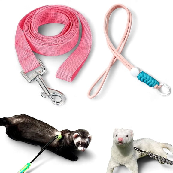 Ferret Leash Harness Adjustable Squirrel Set, Ferret Harness and Leash for Ferrets Guinea Pig Chinchilla Rat Bearded Dragon Small Animal Pet Accessories, Pink