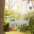 thumbnail image 2 of 2-Person Hammock Chair Macrame Swing with Soft Cushion, Hanging Cotton Rope Chair for Indoor Outdoor Home Patio Backyard, Light Gray, 2 of 7