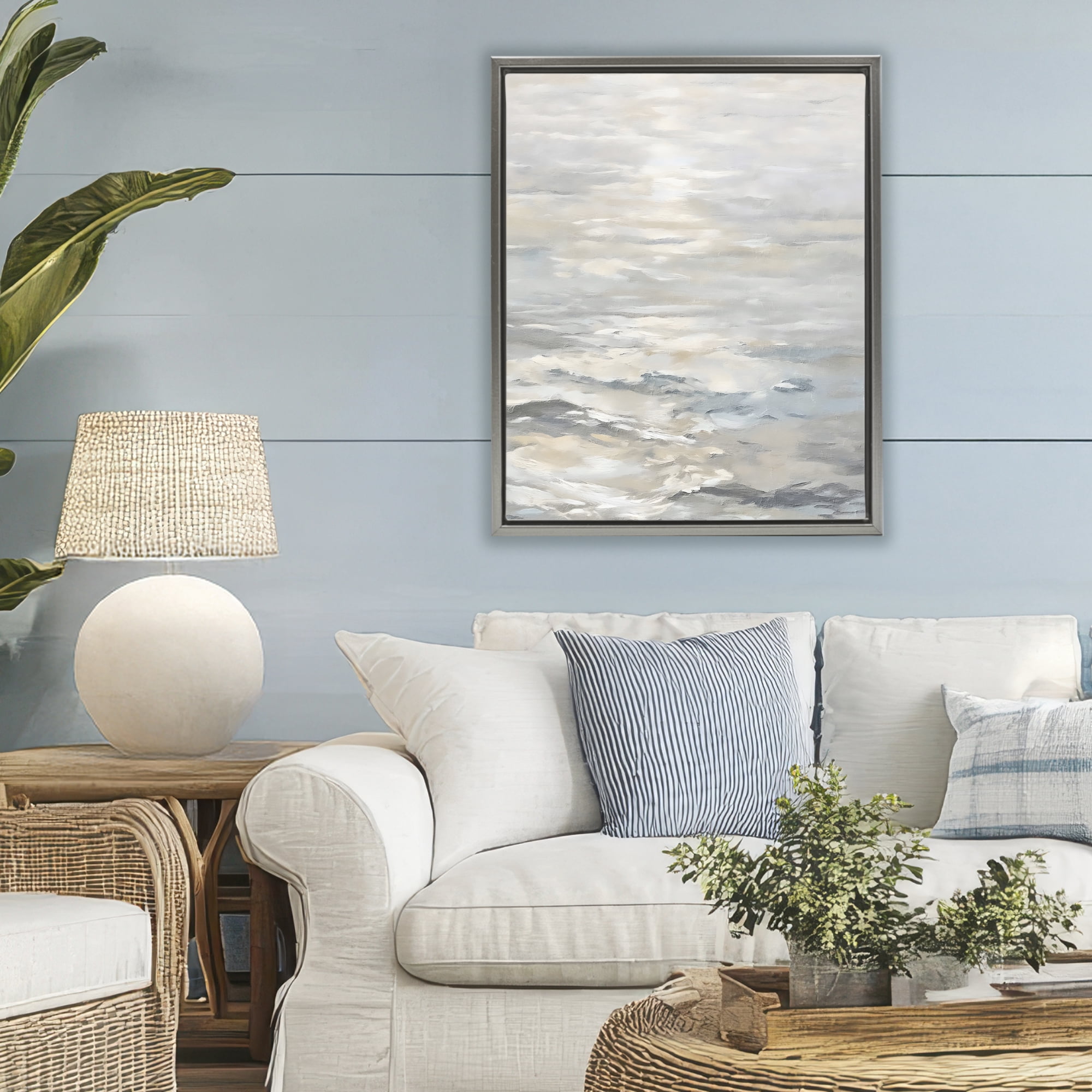 Stupell Industries Shallow Reflections Morning Light Gray Framed Floater Canvas Wall Art, design by Riley B