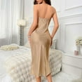 thumbnail image 5 of Lmnyox Satin Nightgown for Women Spaghetti Strap Nightdress Soft Chemise Dress Backless Nightwear, 5 of 7