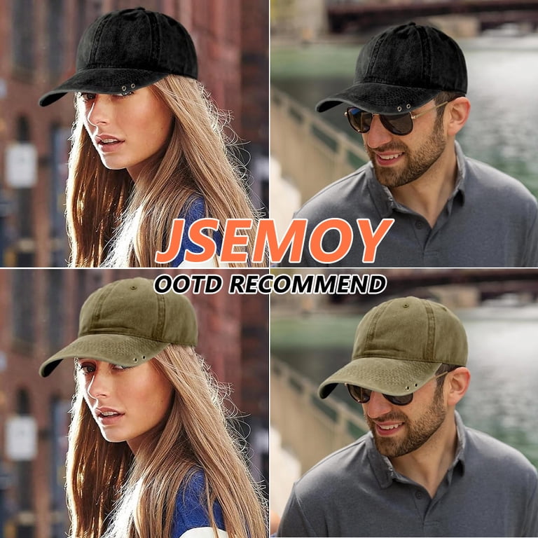 Men Women Baseball Cap Black Adjustable Washed Cotton Khaki  display picture 3