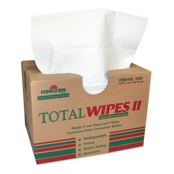 "Total Wipes II Cleaning Towel - 4 Ply Medium-Duty - 13-1/4"" x 16-1/2""", White (1365)