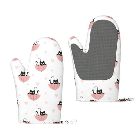 

Zufioo Umbrella Cat Print Silicone Anti-Scalding Gloves Kitchen Hanging Rope Gloves Kitchen Utensils Suitable for Barbecue Baking Cooking