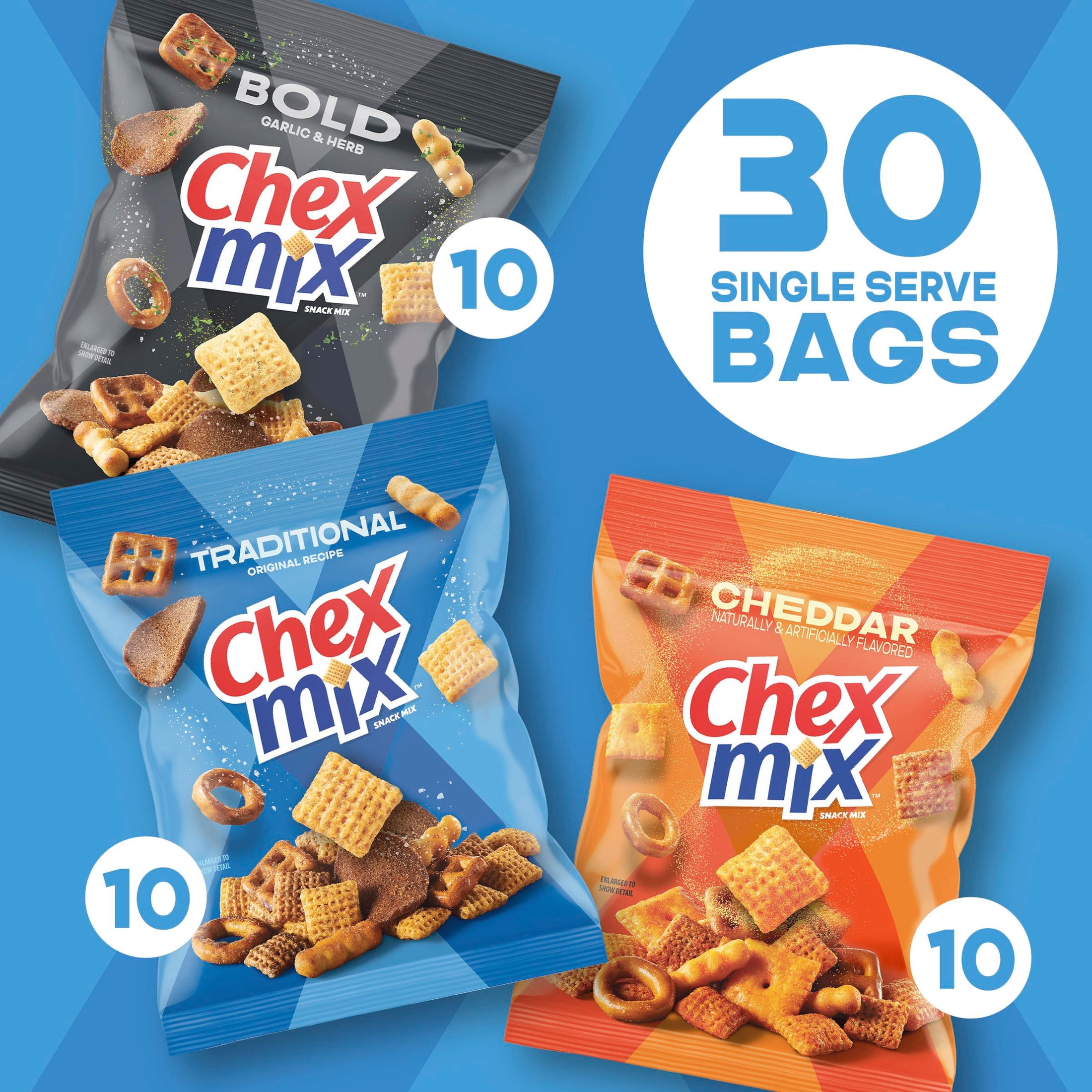Chex Mix Snack Mix, Variety Pack, Snacks Bags, 52.5 oz, 30 Count