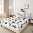 thumbnail image 3 of Castle Fairy Gothic Spooky Skeleton Bed Sheets 4-Piece,Halloween Stars Print Full Size Sheets,White Offwhite,1 Fitted Sheet,1 Flat Sheet and 2 Pillowcases, 3 of 6