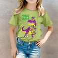 thumbnail image 2 of Mardi Gras Shirts Kids Boys Girls Short Sleeve T-Shirt Casual Crewneck Funny Graphic Print Tees Tops Carnival Party Shirt Summer Clothes Z03-Light Green 8-9 Years, 2 of 5