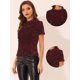 thumbnail image 2 of INSPIRE CHIC Blusa de fiesta de manga corta con cuello redondo y lentejuelas de terciopelo para mujer borgo?a XS, 2 of 5