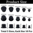 thumbnail image 2 of 50Pcs 5 Styles Silicone Hole Plugs Snap in Hole Plugs Post Pipe Insert End Caps for Furniture Fencing Round Black 9~18x8.5~12.5mm 10pcs/style, 2 of 7