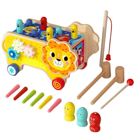 

Fovolat Wooden Hammering Pounding Toy|Montessori Educational Fishing Game|Educational Sensory Developmental Toy Christmas Birthday Gift for Kids