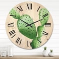 thumbnail image 2 of Designart 'Close Up Green Southwestern Cactus' Tropical Wood Wall Clock, 2 of 5