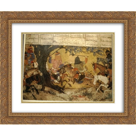 Ahmad Musa 2x Matted 24x20 Gold Ornate Framed Art Print 'Ardashir fights Bahman'