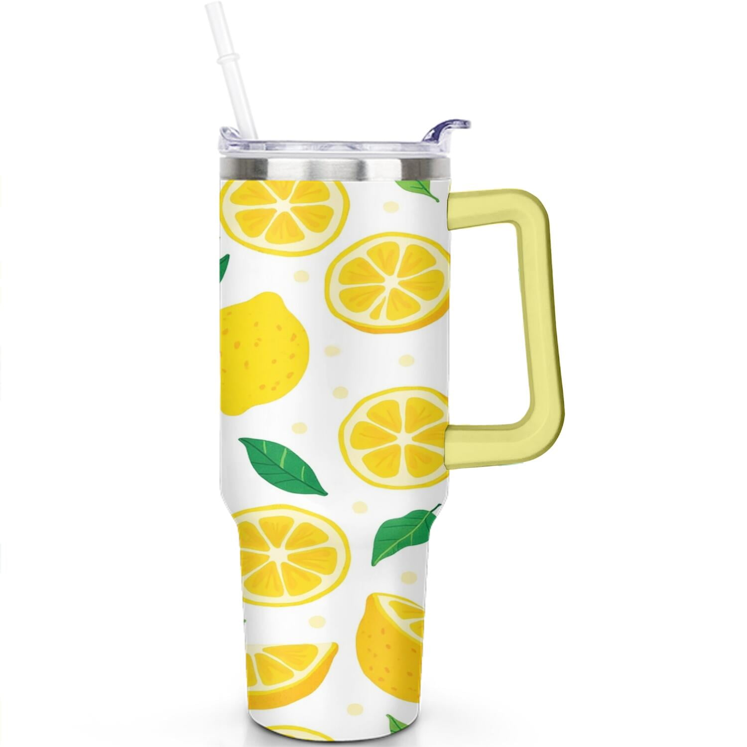 40 oz Lemon Cup with Handle Vacuum Insulated Travel Mug Gift for Women Men