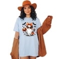 thumbnail image 2 of Bougie Halloween Ghost T-Shirt, Cute Ghost with Sunglasses Bow Pumpkin Coffee Tee, Spooky Season Fashion Shirt for Women, Halloween Gift, 2 of 7