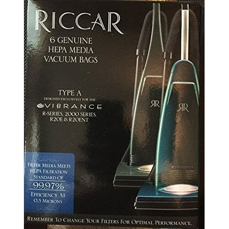 Riccar HEPA Filtration Bags fits Most Vibrance, R-Series, 2000-Series, R20E R20ENT Series Vacuums Part # RAH-6. (6)
