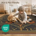 thumbnail image 4 of ODIKA 4'x6' Washable Area Rug Non-Slip, Chair-Friendly, Flatwoven Music Notes Symmetrical Retro Composition Vintage Guitar Print Refined for Home Office, Under Desk, 4 of 7