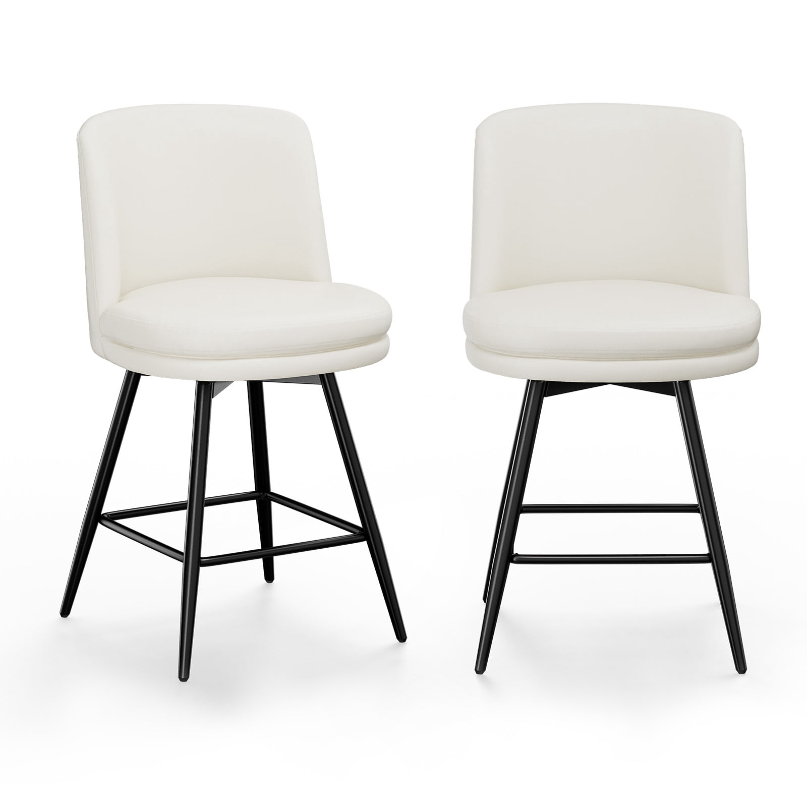 Zimtown Modern Barstools Set of 2, 26" Counter Height Swivel Bar Stools Set with Cusion for Kitchen Island, Dining Room, Bar Chairs, Off-White