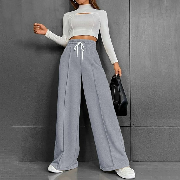 WILLBEST Pantalones Casuales de Mujer de Cintura Alta, Versátiles, Cómodos y de Pierna Ancha para Otoño E Invierno. Mediana