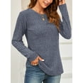 thumbnail image 4 of Fancyglim Crewneck Sweaters for Women Plus Size Lightweight Long Sleeve Shirts Casual Loose Tunic Tops Navy 3XL, 4 of 8