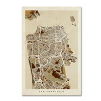 Trademark Fine Art Michael Tompsett San Francisco City Street Map Canvas Wall Art - 16x24