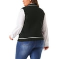 thumbnail image 4 of Agnes Orinda Plus Size Sweater Vest for Women V Neck Stripe Cable Knit Sleeveless Pullover Sweater Vest 4X Black, 4 of 7