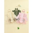 thumbnail image 3 of Miaouyo 0-24 Months Infant Baby Girl Fall Romper Dress Crew Neck Long Sleeve Tutu Bodysuit with Bow Headband, 3 of 9