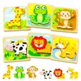 thumbnail image 1 of Puzles de madera para niños pequeños Benresive Animal de 1 a 3 años, paquete de 6, 1 of 6