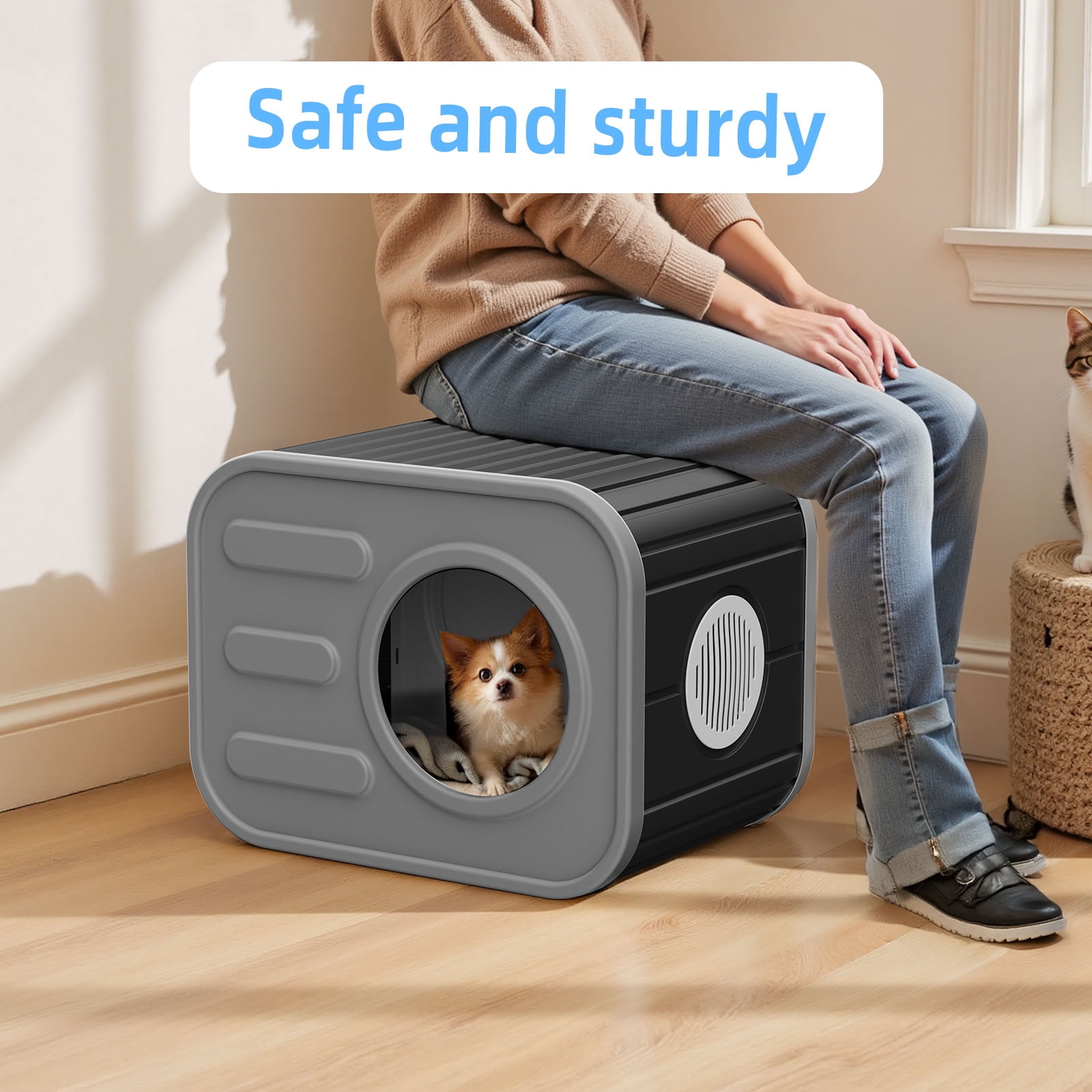 MAYEERTY Compact Cat House, Shatter-Resistant Cat Bed with Spacious Interior, No Tools Assembly