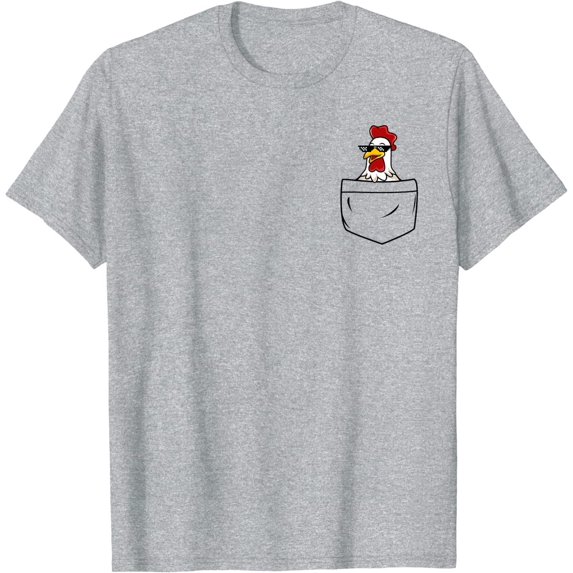 Cool Chicken Hen Rooster in Pocket with Meme Sunglasses T-Shirt