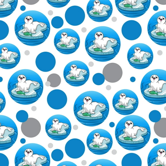 Cute Harp Seal Pup on Ice with Fish Premium Gift Wrap Wrapping Paper Roll