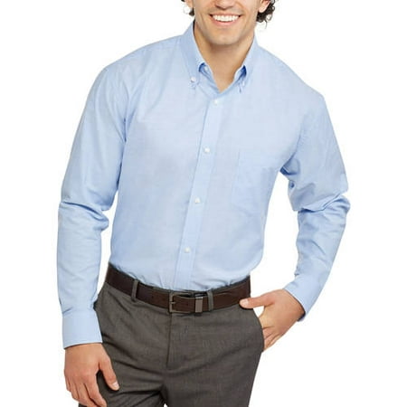 George Men's and Big Men's Long Sleeve Oxford Shirt, Up to 3XL