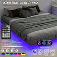 thumbnail image 5 of Floating Bed Frame King Size with LED Lights, Metal Platform King Bed, No Headboard, No Box Spring Needed, Easy to Assemble, 5 of 9