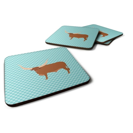 

Carolines Treasures BB7997FC Ankole-Watusu Cow Blue Check Foam Coaster Set of 4 3 1/2 x 3 1/2 multicolor