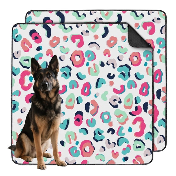 Washable Potty Training Pads for Puppies, 48"x48" Reusable Dog Pee Pads with Geometric Pattern, Non-Slip Crate Mat.(Texture/leopard /Geometry, 24" x35" )