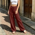 thumbnail image 4 of Cmfcve Women's Plus Size Casual Wide Leg Pants High Waist Baggy Drawstring Lounge Palazzo Pants with Pockets, 4 of 6