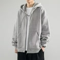 thumbnail image 3 of SNOWSONG Baggy Hoodie Men Mens Jacket Men's Spring / Fall Cardigan Sweatshirt Couple Tops Long Sleeve Drawstring Hooded Jacket Zip up Hoodie Men Big and Tall Hoodie Gray 3XL, 3 of 6
