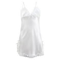 thumbnail image 1 of Noche de dormir sexy de satén con encaje para mujeres, vestido de pijama blanco con encaje L, 1 of 6
