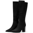 thumbnail image 5 of Wome Knee High Boots Wide Calf Stacked Block Heel Pointed Toe Riding Boots, 5 of 6
