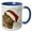 Blue/White, variant on 3drose, Funny Owl Peering into View with a Christmas Hat, 11oz Mug