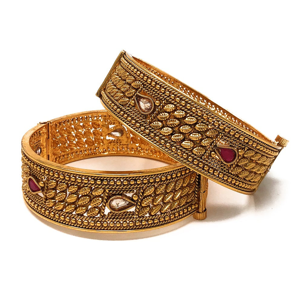 6 pcs Bollywood South Indian Bangle Bracelet 24k Gold Plated Brass Jewelry Set 