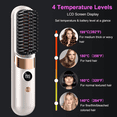 thumbnail image 2 of Go Brush Pro Cordless Hair Straightener Brush, Portable Rechargeable Ceramic Styling Brush with 4 Heat Modes & LED Display, 2 of 5